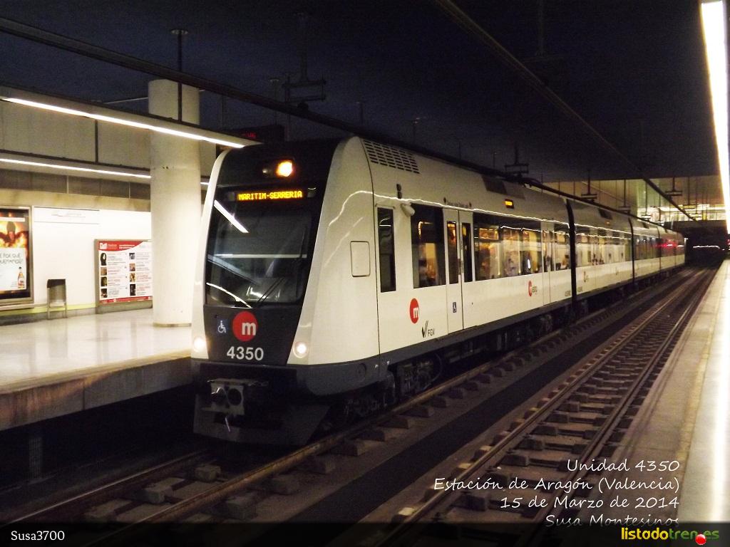 Unidad 4350 en la estación de Aragón