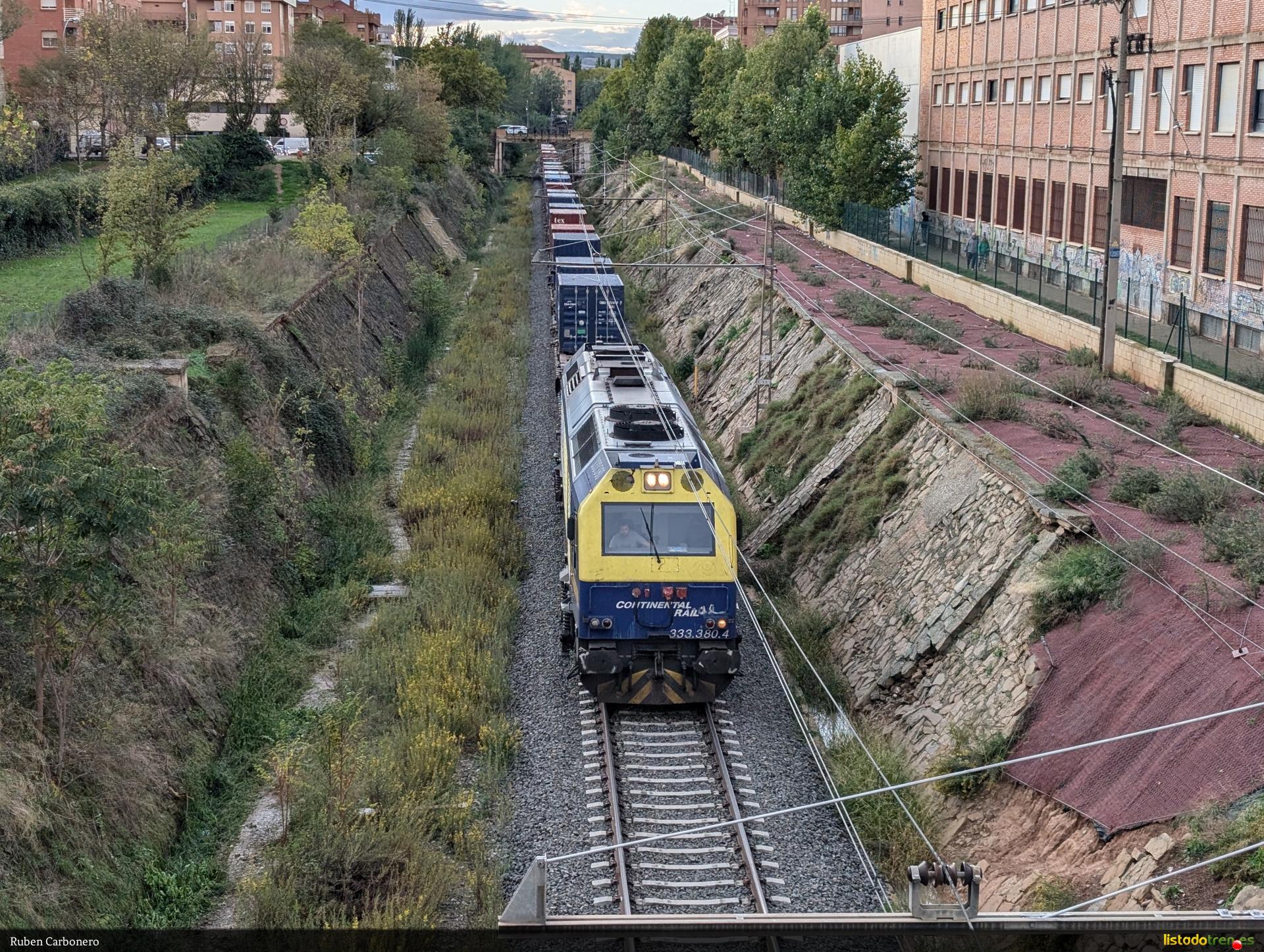 333.380.4 en cabeza de tren de contenedores a su p