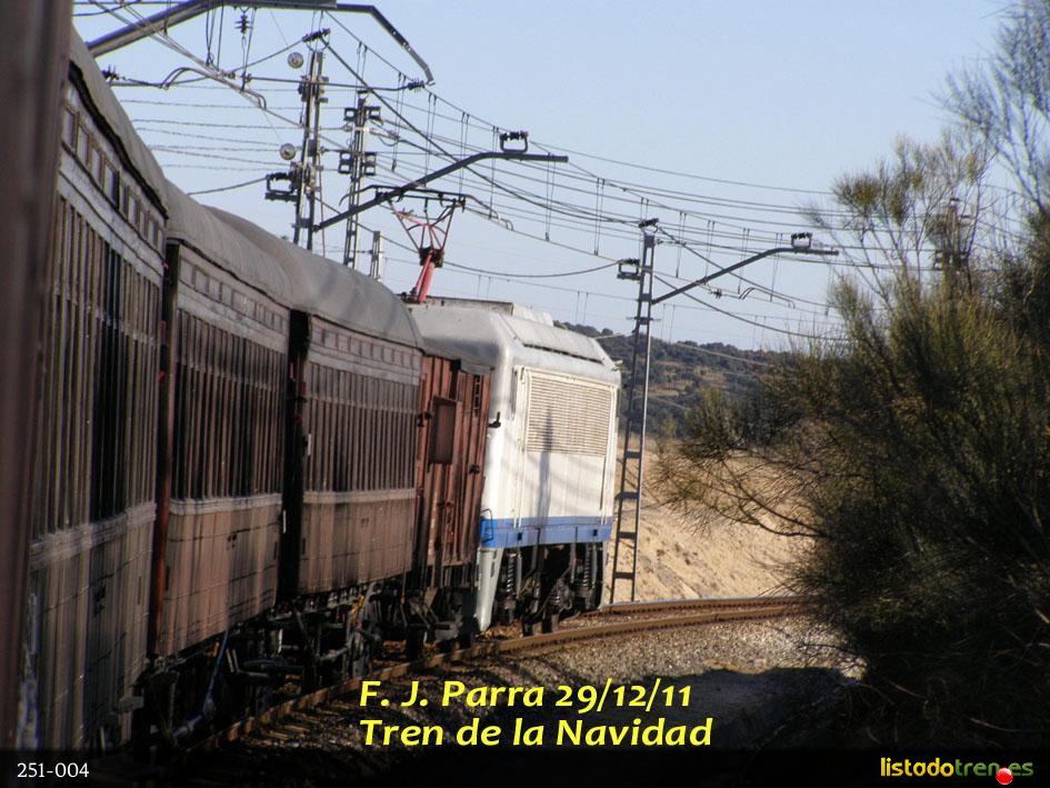 Gata y tren de la Navidad